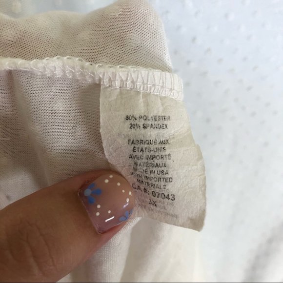 2 FOR $30/💥💥💥Prospect Blvd White Swiss Dot Empire Waist Flutter Sleeve Top. - Picture 5 of 5